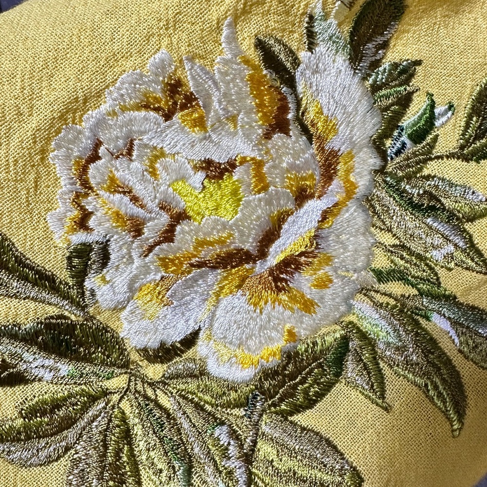 Floral Embrodiered Boho Flowy Yellow Top - Picture 13 of 13